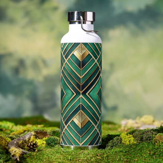 GRÜNE UND GOLD ART DECO-MUSTER TRINKFLASCHE (Außenbereich)
