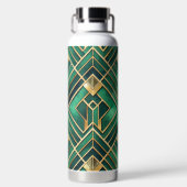 GRÜNE UND GOLD ART DECO-MUSTER TRINKFLASCHE (Rückseite)