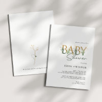Grüne und Gold Baby Dusche Einladung