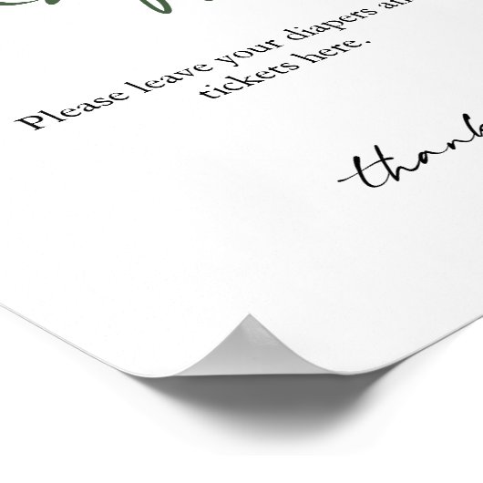 Grüne und Gold Baby Dusche Windeln Raffle Schild (Ecke)