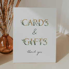 Grüne und Gold Baby Duschkarten und Geschenke Sockelschild