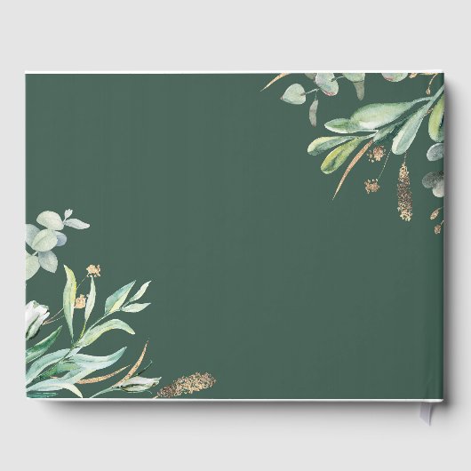 Grüne und Gold Elegante Botanische Hochzeit Gästebuch (Rückseite)