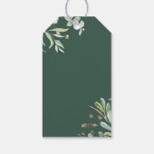 Grüne und Gold Elegante Botanische Hochzeit Geschenkanhänger (Rückseite)