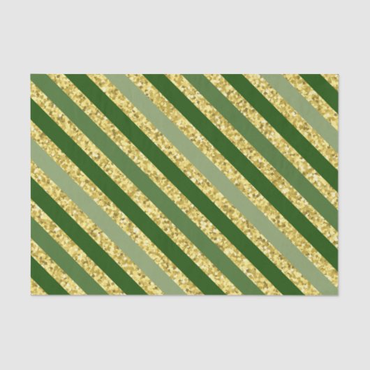 GRÜNE UND GOLD-GLITZER SEHEN STREIFEN AUS SEIDENPAPIER (Vorderseite)