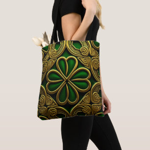 GRÜNE UND GOLD IRISCHE KNOTEN TASCHE