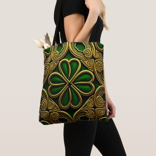GRÜNE UND GOLD IRISCHE KNOTEN TASCHE (Von Nahem)