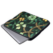 GRÜNE UND GOLD IRISCHE KNOTEN UND KLEEBLÄTTER LAPTOPSCHUTZHÜLLE (Vorne Knopf)