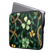 GRÜNE UND GOLD IRISCHE KNOTEN UND KLEEBLÄTTER LAPTOPSCHUTZHÜLLE (Vorderseite Links)