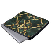 GRÜNE UND GOLD IRISCHE KNOTEN UND KLEEBLÄTTER LAPTOPSCHUTZHÜLLE (Vorne Knopf)