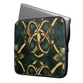 GRÜNE UND GOLD IRISCHE KNOTEN UND KLEEBLÄTTER LAPTOPSCHUTZHÜLLE (Vorderseite Links)