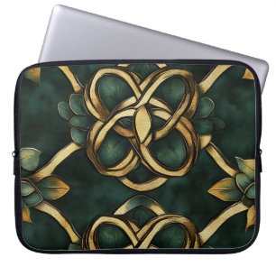 GRÜNE UND GOLD IRISCHE KNOTEN UND KLEEBLÄTTER LAPTOPSCHUTZHÜLLE