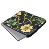 GRÜNE UND GOLD IRISCHE KNOTEN UND KLEEBLÄTTER LAPTOPSCHUTZHÜLLE (Vorne Knopf)