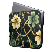 GRÜNE UND GOLD IRISCHE KNOTEN UND KLEEBLÄTTER LAPTOPSCHUTZHÜLLE (Vorderseite Links)