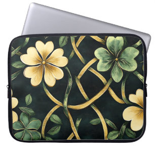 GRÜNE UND GOLD IRISCHE KNOTEN UND KLEEBLÄTTER LAPTOPSCHUTZHÜLLE