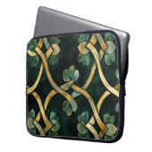 GRÜNE UND GOLD IRISCHE KNOTEN UND KLEEBLÄTTER LAPTOPSCHUTZHÜLLE (Vorderseite Links)