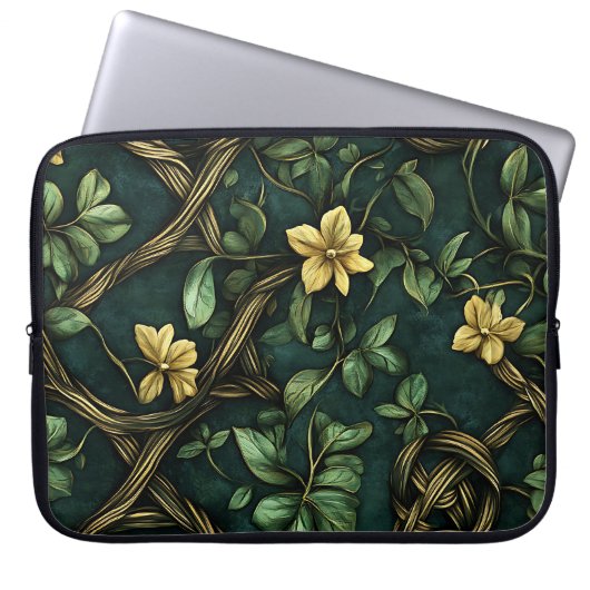 GRÜNE UND GOLD IRISCHE KNOTEN UND KLEEBLÄTTER LAPTOPSCHUTZHÜLLE (Vorderseite)