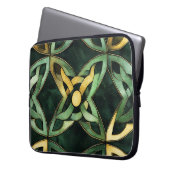 GRÜNE UND GOLD IRISCHE KNOTEN UND KLEEBLÄTTER LAPTOPSCHUTZHÜLLE (Vorderseite Links)