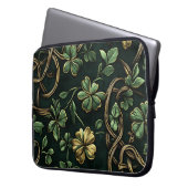 GRÜNE UND GOLD IRISCHE KNOTEN UND KLEEBLÄTTER LAPTOPSCHUTZHÜLLE (Vorderseite Links)