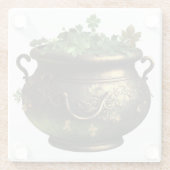 GRÜNE UND GOLD IRISCHER PUNKT VON KLEEBLÄTTERN UND GLASUNTERSETZER (Rückseite)