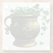 GRÜNE UND GOLD IRISCHER PUNKT VON KLEEBLÄTTERN UND GLASUNTERSETZER (Rückseite)