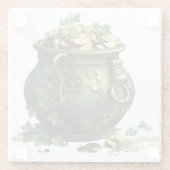 GRÜNE UND GOLD IRISCHER PUNKT VON KLEEBLÄTTERN UND GLASUNTERSETZER (Rückseite)