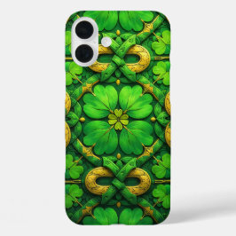 GRÜNE UND GOLD IRISH CELTIC-KLEEBLATT iPhone 16 PLUS HÜLLE