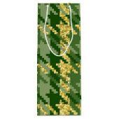 GRÜNE UND GOLD IRISH HAHNENTRITTMUSTER PATTERN GESCHENKTÜTE FÜR WEINFLASCHEN (Rückseite)