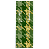 GRÜNE UND GOLD IRISH HAHNENTRITTMUSTER PATTERN GESCHENKTÜTE FÜR WEINFLASCHEN (Vorderseite)
