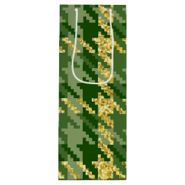 GRÜNE UND GOLD IRISH HAHNENTRITTMUSTER PATTERN GESCHENKTÜTE FÜR WEINFLASCHEN