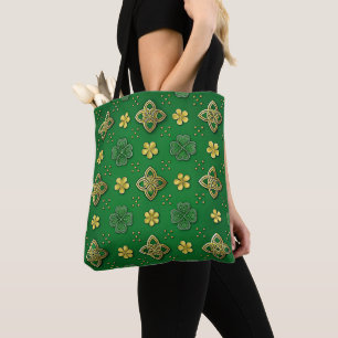 GRÜNE UND GOLD IRISH ZELLTISCH THEMIERTE SZENEN TASCHE