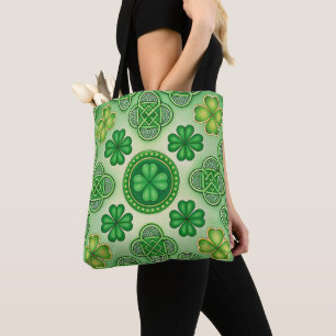 GRÜNE UND GOLD IRISH ZELLTISCH THEMIERTE SZENEN TASCHE
