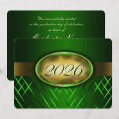 Grüne und Gold Klasse 2026 Einladung (Vorne/Hinten)