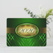 Grüne und Gold Klasse 2026 Einladung (Stehend Vorderseite)