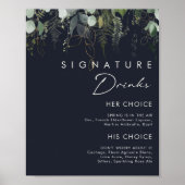 Grüne und Gold Leaf Marine Signature Drinks unterz Poster (Vorne)