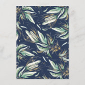 Grüne und Gold Navy Blue Wedding Details Begleitkarte (Rückseite)