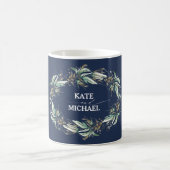 Grüne und Gold Navy Blue Wreath Elegant Kaffeetasse (Mittel)
