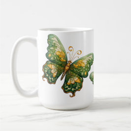 GRÜNE UND GOLD-SCHALTFLÄCHEN EINFÜGEN KAFFEETASSE