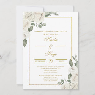 Grüne und Gold Spanische Hochzeit Einladung
