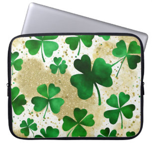 GRÜNE UND GOLD WATERCOLOR IRISH-KLEEBLATT LAPTOPSCHUTZHÜLLE