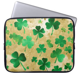 GRÜNE UND GOLD WATERCOLOR IRISH-KLEEBLATT LAPTOPSCHUTZHÜLLE