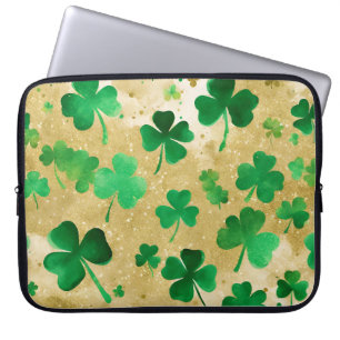 GRÜNE UND GOLD WATERCOLOR IRISH-KLEEBLATT LAPTOPSCHUTZHÜLLE