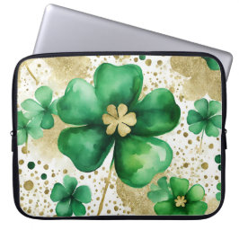 GRÜNE UND GOLD WATERCOLOR IRISH-KLEEBLATT LAPTOPSCHUTZHÜLLE
