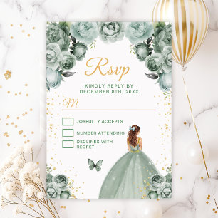 Grüne und goldbraune Haarprinzessin RSVP Karte
