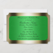 Grüne und goldene Abschlussfeier Einladung (Rückseite)