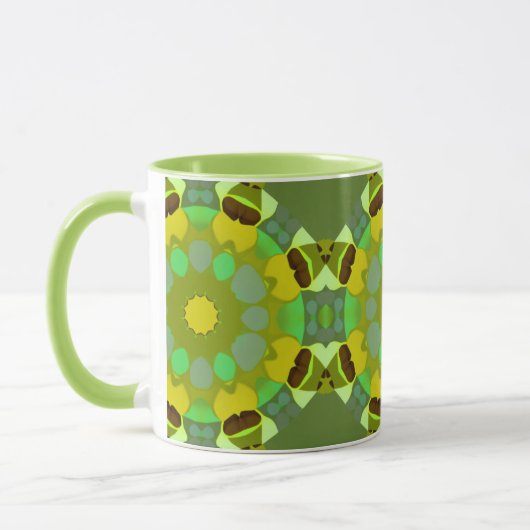 Grüne und goldene abstrakte Kaffeetasse (Links)