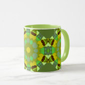 Grüne und goldene abstrakte Kaffeetasse (VorderseiteRechts)