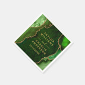 Grüne und goldene Achat-Marmor-Hochzeit Serviette (Ecke)