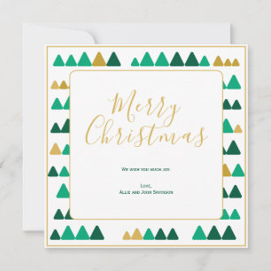 Grüne und goldene Bäume Frohe Weihnachten Quadrati