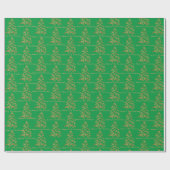Grüne und goldene Bäume Frohe Weihnachtswrapping P Geschenkpapier (Flach)