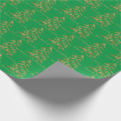 Grüne und goldene Bäume Frohe Weihnachtswrapping P Geschenkpapier (Ecke)